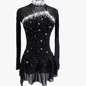 LIUHUO Figure Skating Dress Girls Teens Black Ice Skating Competition Dance Cost